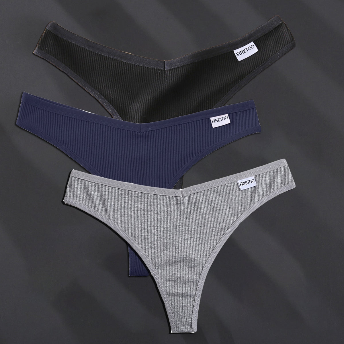 Three solid color cotton G-string panties from The Clothing Company Sydney, featuring comfortable thong-style underwear.