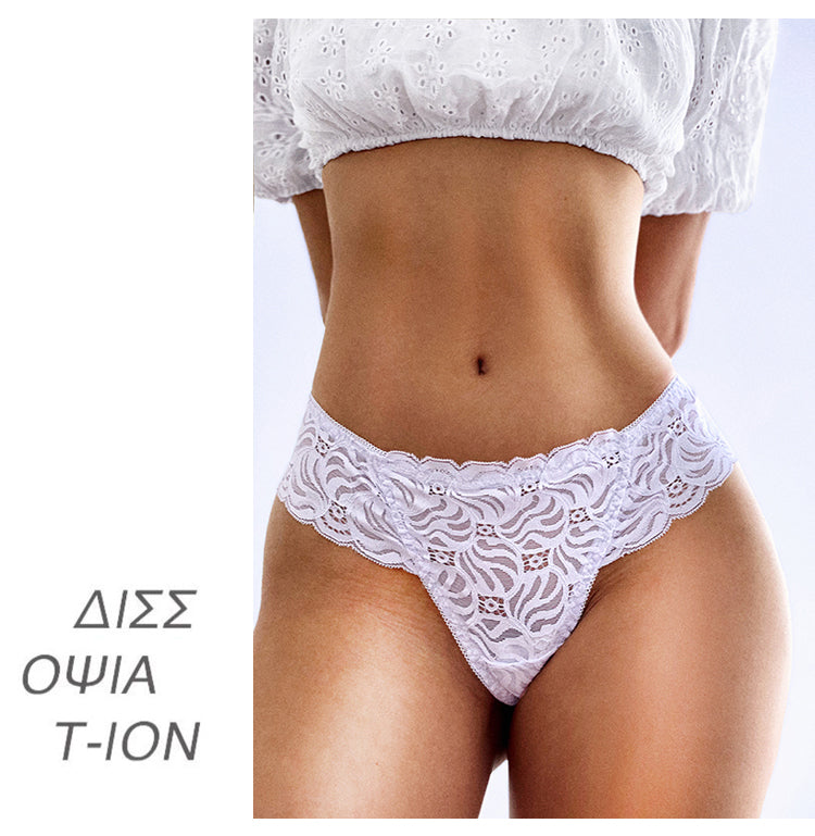 Lace low-waist breathable embroidery lingerie with transparent panties, G-string style from The Clothing Company Sydney.