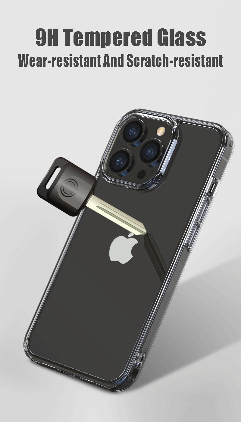 Clear tempered glass phone case for iPhone 11 to 14, XS Max, X, XR, and iPhone 7 to 8 Plus, transparent hard case from The Clothing Company Sydney.
