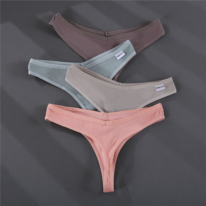 Three cotton G-string panties in solid colors from The Clothing Company Sydney, featuring comfortable lingerie brief design.