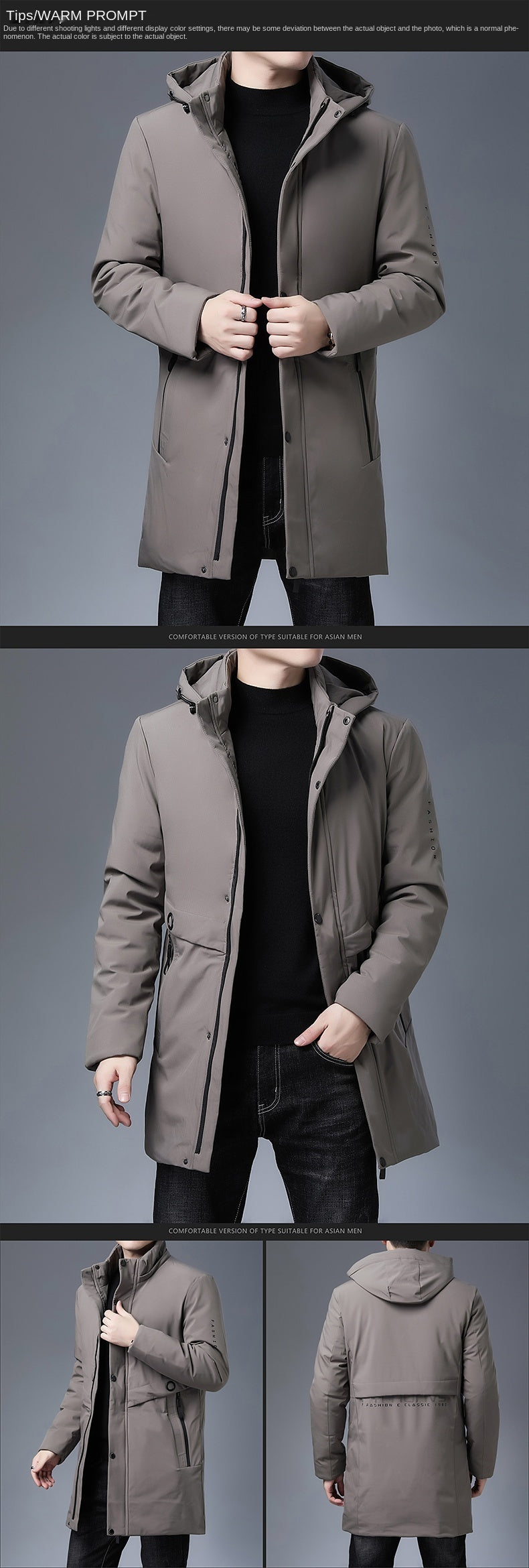 Men's thick padded winter parka jacket with hood by The Clothing Company Sydney, featuring casual fashion style and warm windbreaker design.