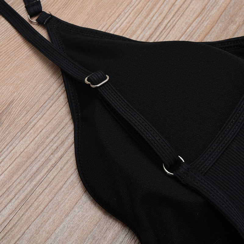 Solid one-piece swimsuit by The Clothing Company Sydney featuring high waist, push-up design, and sleek beachwear style.