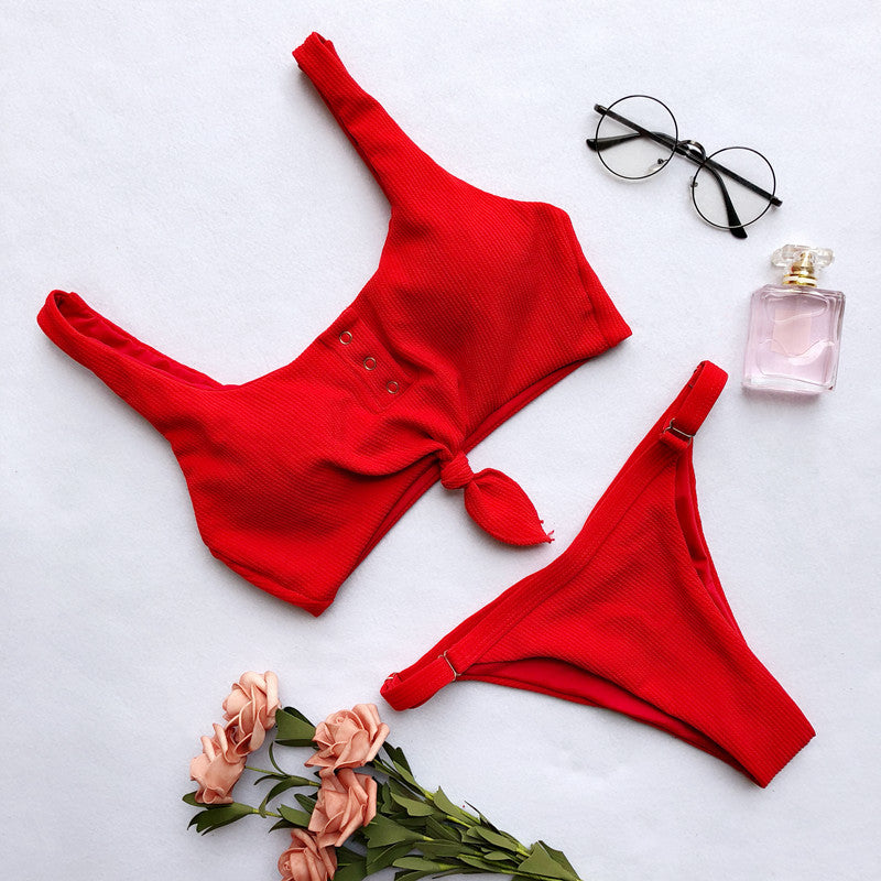 Brazilian bikini swimsuit by The Clothing Company Sydney with padded push-up top and two-piece design, perfect for beachwear.