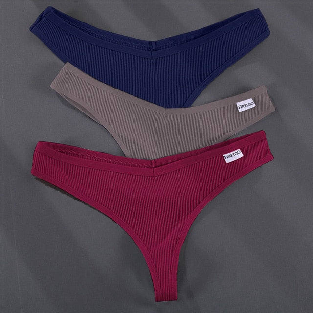 Three pairs of white cotton G-string panties from The Clothing Company Sydney, solid color lingerie underpants, thong briefs.