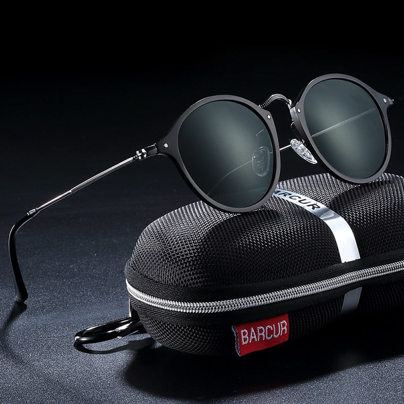Vintage aluminum magnesium round sunglasses by The Clothing Company Sydney, polarized eyewear for men and women with retro style