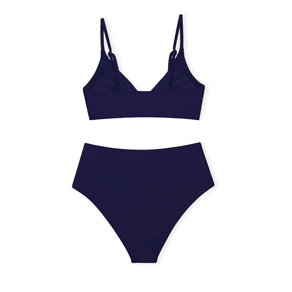 Red high-waist bikini set with twist V-neck top, stylish swimwear by The Clothing Company Sydney, perfect for beachwear.