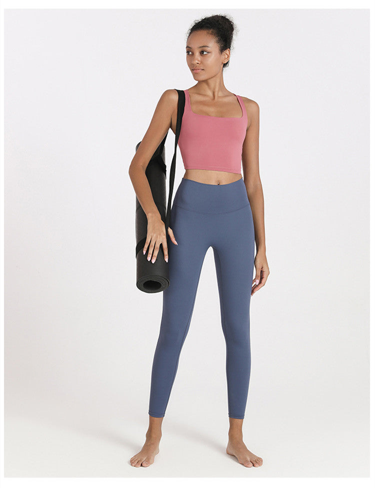 High waist yoga leggings with large hidden pocket, soft quick-dry fabric, and rich elasticity for women’s fitness and Pilates.