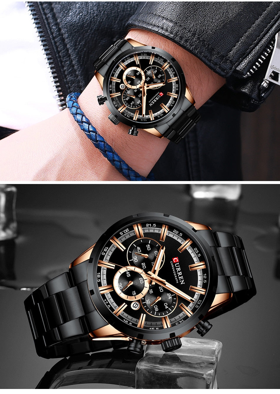 Men's Watch Luxury Sports Quartz Mens Watches Full Steel Waterproof Chronograph Wristwatch The Clothing Company Sydney