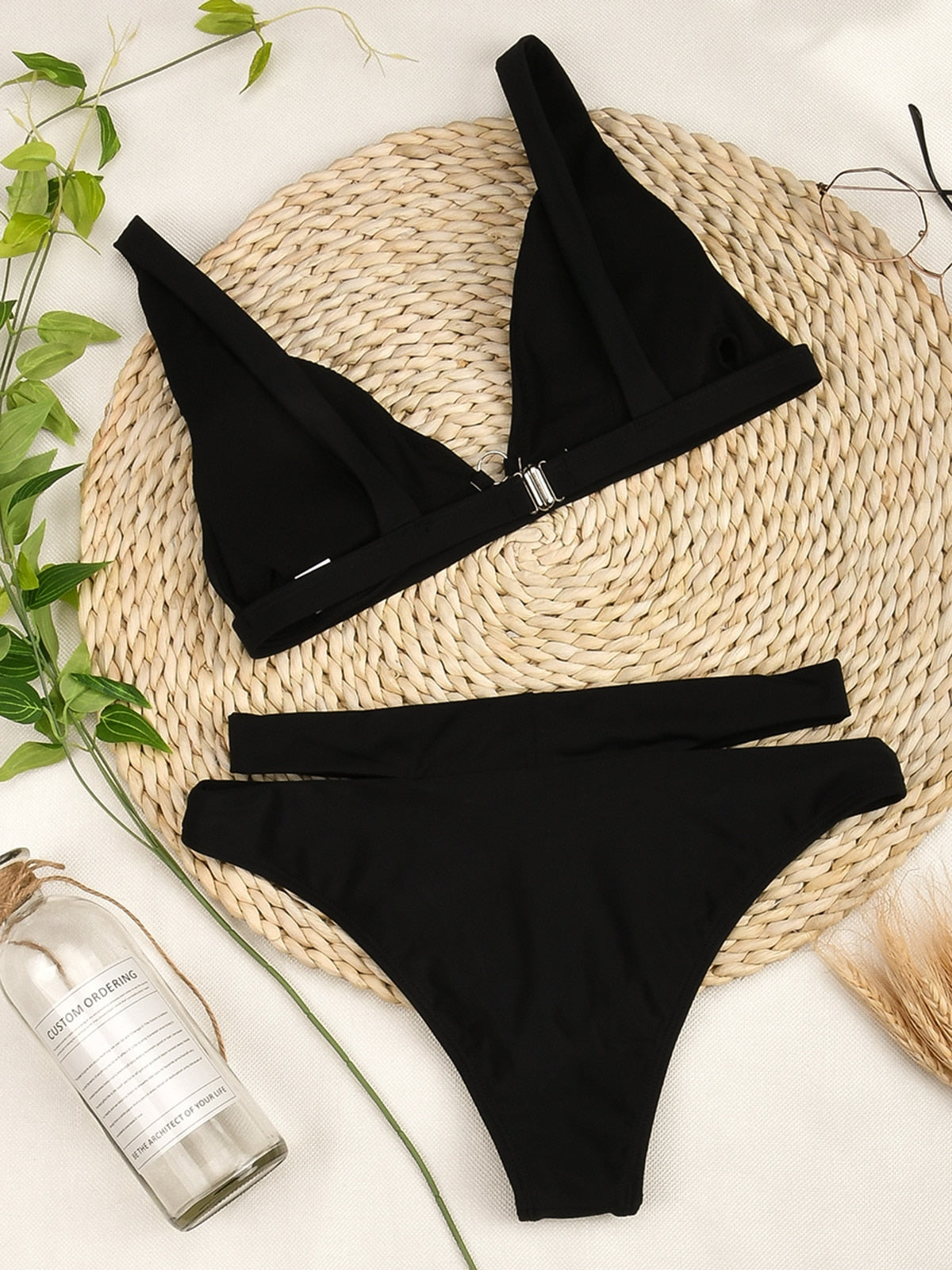 High waist bikini swimsuit by The Clothing Company Sydney featuring bandeau top and thong Brazilian design, perfect for beachwear.
