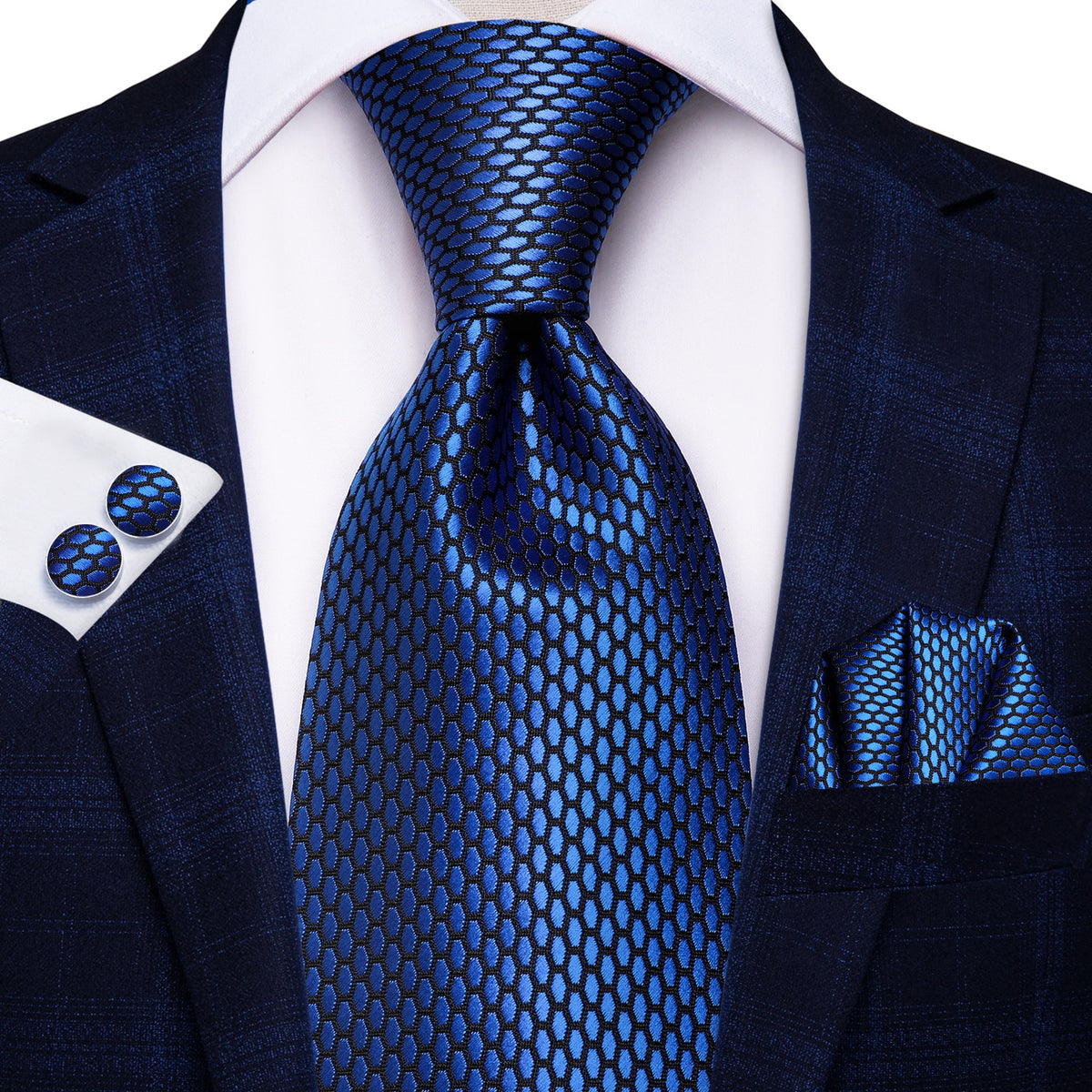Set of three 8.5cm silk paisley men's neckties, includes cufflinks and pocket square, formal accessories by The Clothing Company Sydney