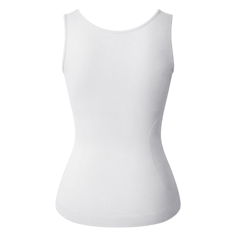 The Clothing Company Sydney shapewear tank top with built-in bra, wide straps, sleeveless design, and removable bra for support.