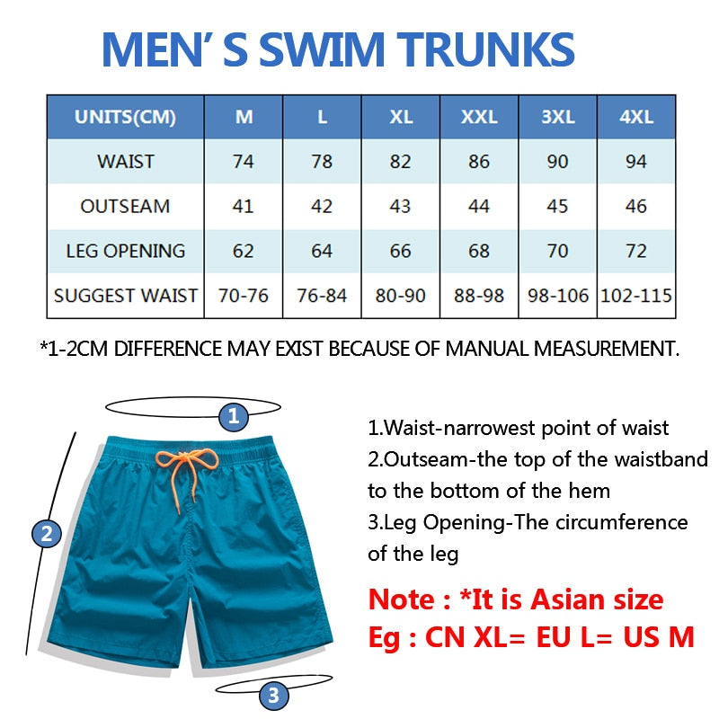 Men's swim shorts by The Clothing Company Sydney, lightweight beach board shorts with elastic waistband and vibrant print.