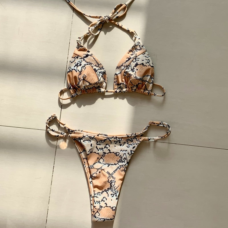 2 Piece Leopard Print Bikini Set Beach Outing Swimming Swimwear Thong Bikini Swimsuits The Clothing Company Sydney