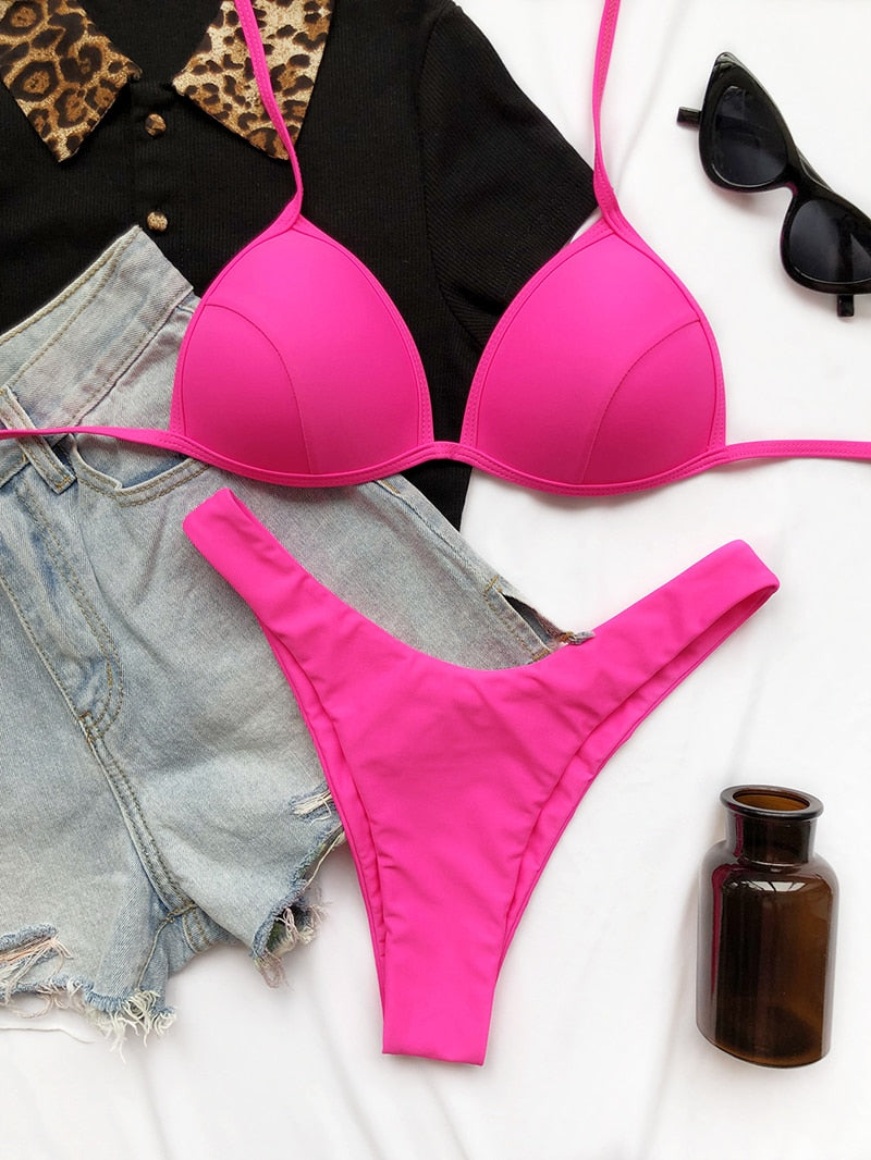 Two-piece swimwear bikini set with push-up cups from The Clothing Company Sydney, featuring a micro bikini design for beachwear.