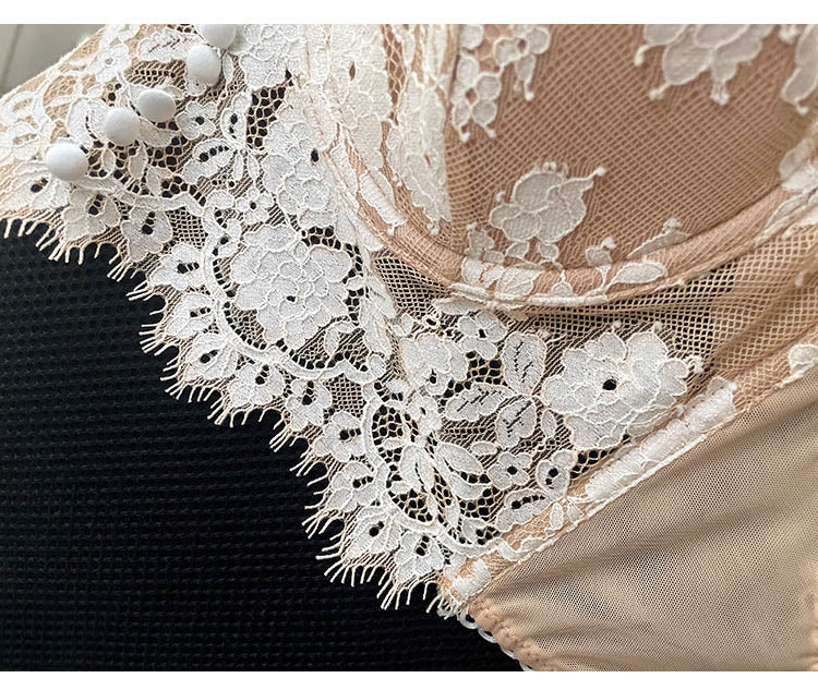 Ultra thin lace lingerie set by The Clothing Company Sydney featuring a push-up bralette and matching panty, with eyelash lace details.