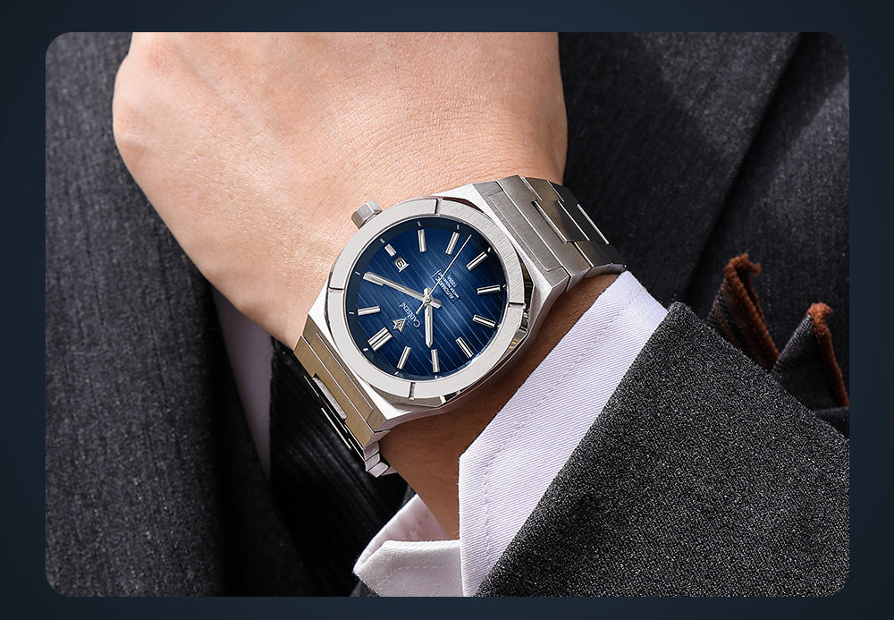 Cadisen men's diver watch with sapphire crystal, automatic MIYOTA 8215 movement, German design, water-resistant 10 bar.