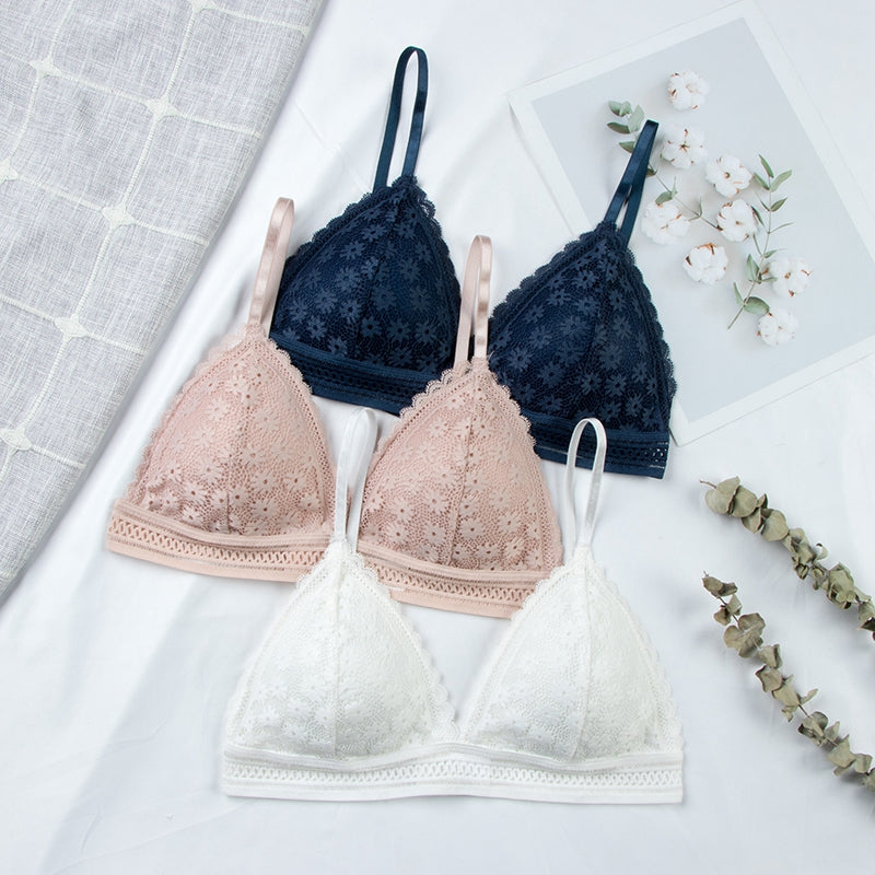 Floral lace push-up bra top by The Clothing Company Sydney with breathable fabric, removable pads, wireless design, and thin fit.