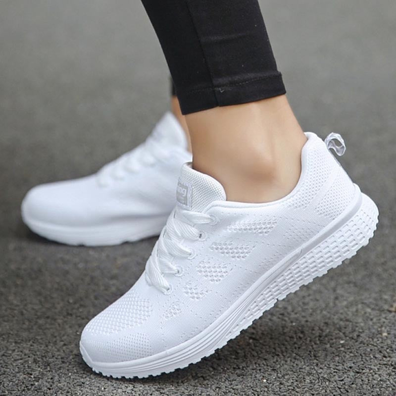 Lace-up women's fashion sneakers with platform sole, breathable vulcanized shoes by The Clothing Company Sydney.