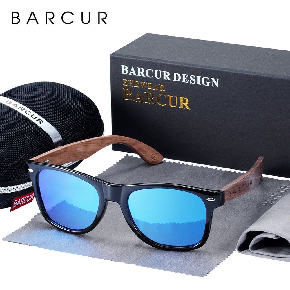 Black walnut wood designer polarized sunglasses for men with UV400 protection, featuring sleek eyewear accessories by The Clothing Company Sydney.