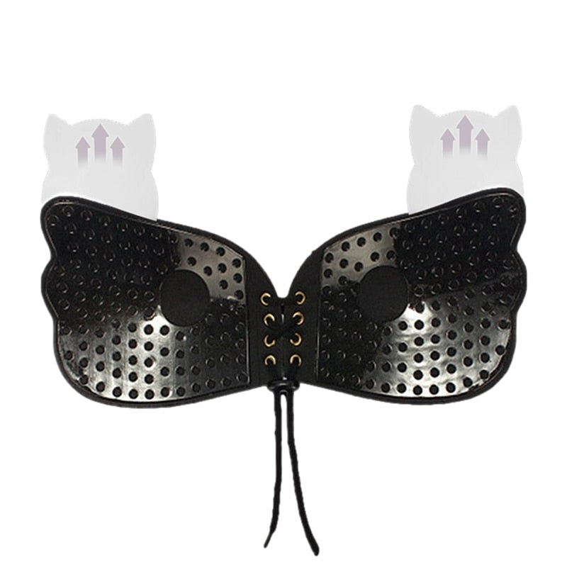 Invisible silicone push-up bra with transparent straps, backless design, reusable bralette lingerie top by The Clothing Company Sydney.