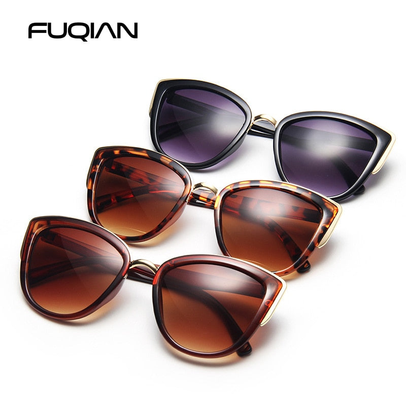 Cateye women’s vintage leopard sunglasses by The Clothing Company Sydney with anti-glare UV400 lenses, fashionable accessory.