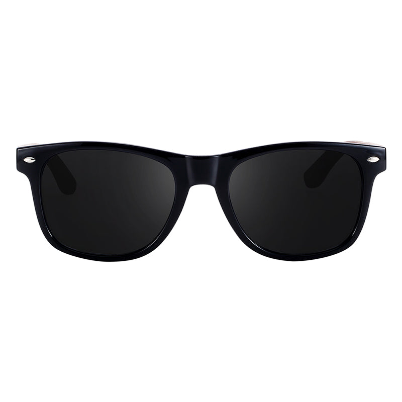 Black walnut wood designer polarized sunglasses for men with UV400 protection, stylish eyewear accessory by The Clothing Company Sydney.