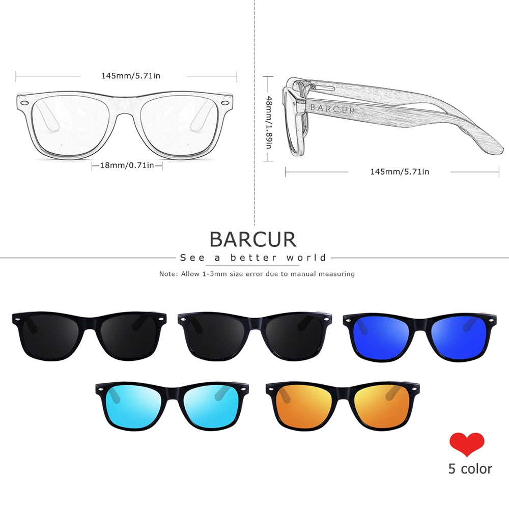 Black walnut wood designer polarized sunglasses for men with UV400 protection, stylish eyewear accessory by The Clothing Company Sydney.