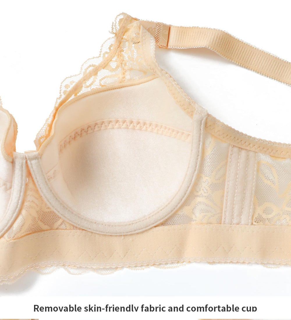 Plus size lace push-up bra and bralette set by The Clothing Company Sydney, backless lingerie with adjustable straps.