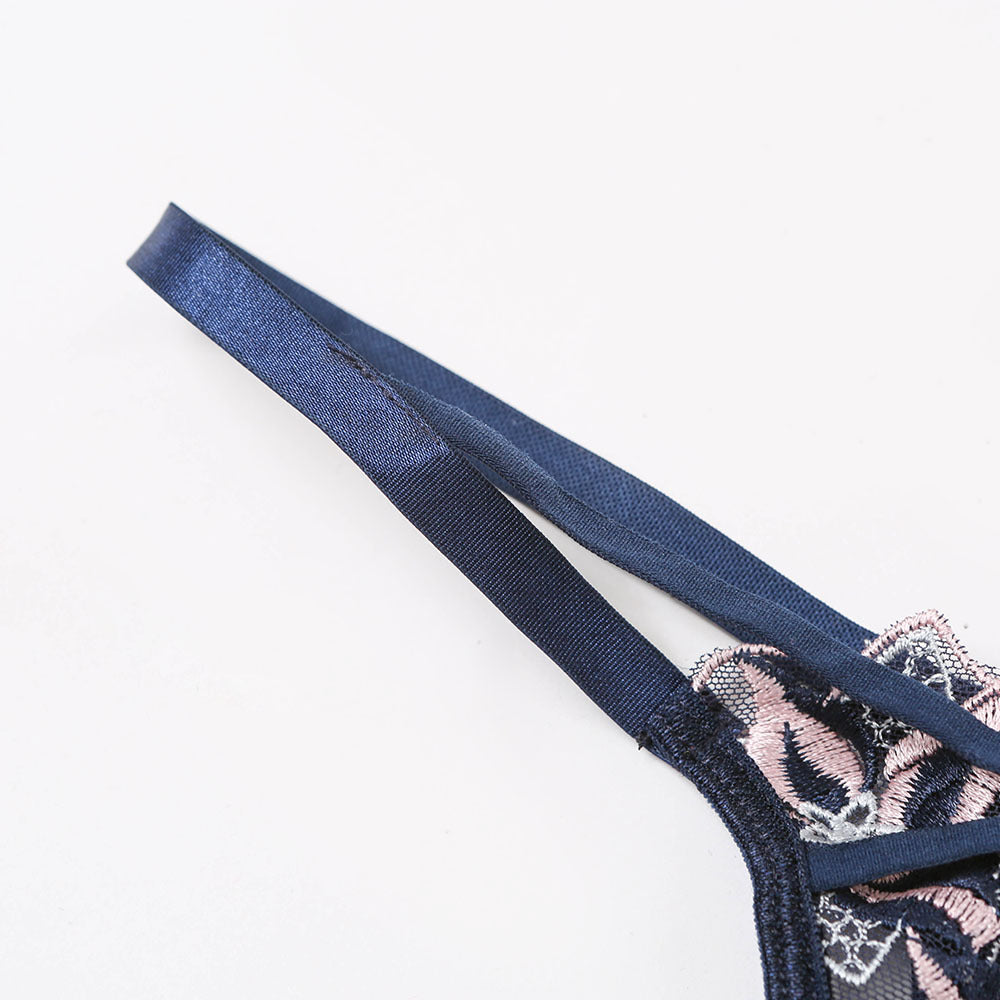 Floral lace bralette and matching briefs lingerie set by The Clothing Company Sydney, featuring push-up support and delicate lace details.