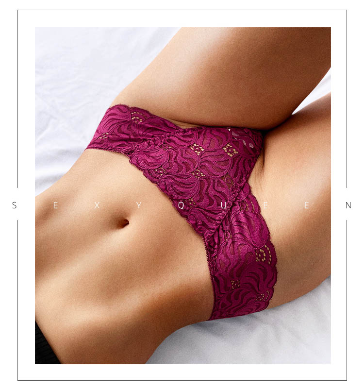 Lace low-waist breathable embroidery lingerie briefs with transparent design, G-string style, from The Clothing Company Sydney.