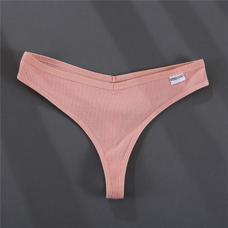 Three pairs of solid color cotton G-string panties from The Clothing Company Sydney, showcasing comfortable thong underwear and lingerie.