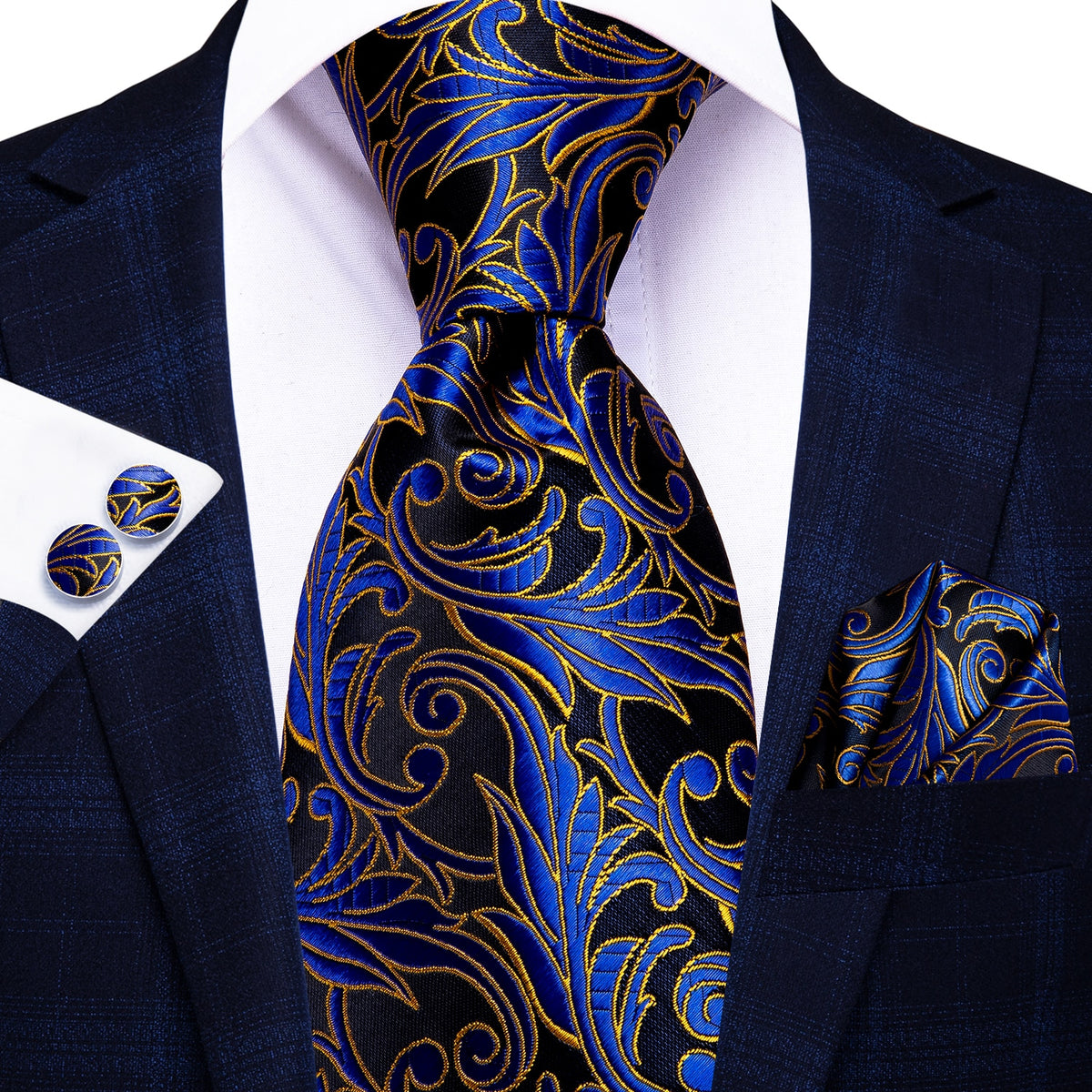 Blue silk men's necktie from The Clothing Company Sydney, solid 8.5cm luxury tie for formal and wedding attire.