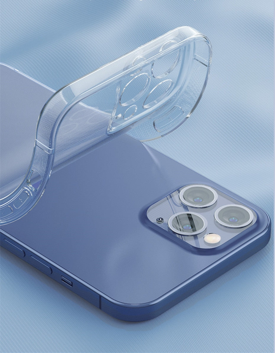 Transparent phone case for iPhone 12, 11, 13, 14, and Pro Max with full lens protection, by The Clothing Company Sydney.