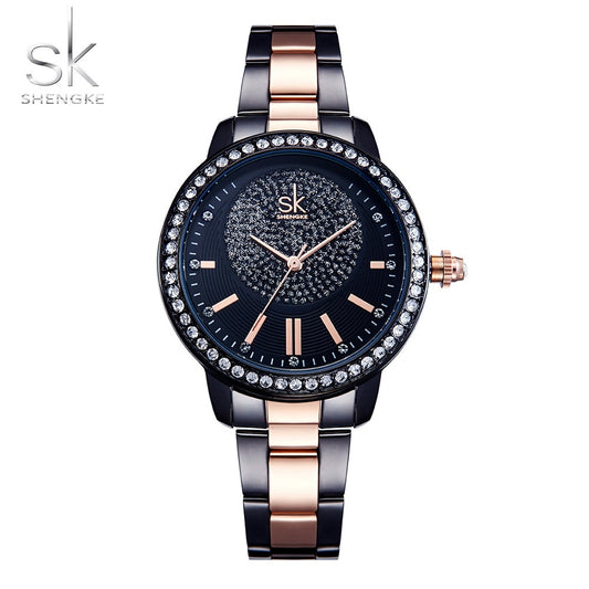 Rose Gold Japanese Quartz Watch Crystal Luxury Black Women's Watch With 6 Months Warranty The Clothing Company Sydney