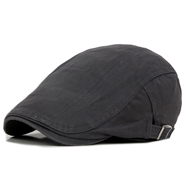 Cotton plaid flat cap by The Clothing Company Sydney, stylish newsboy style sun hat for men and women, adjustable spring summer accessory