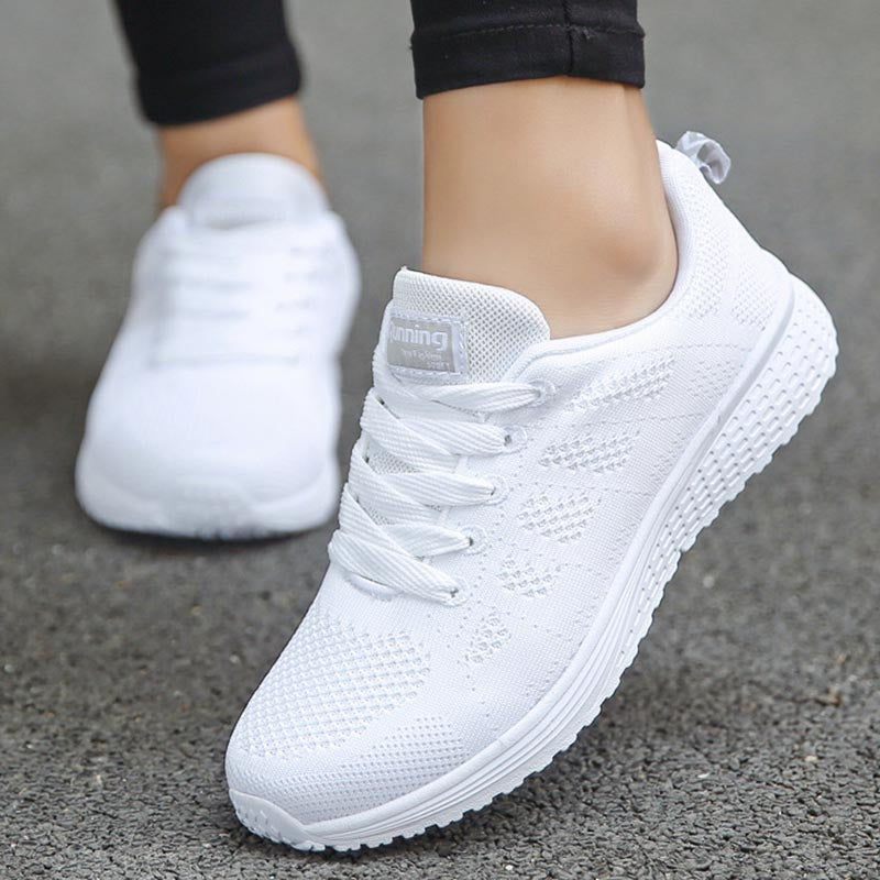 Women's lace-up fashion sneakers with platform sole, breathable vulcanized shoes by The Clothing Company Sydney.