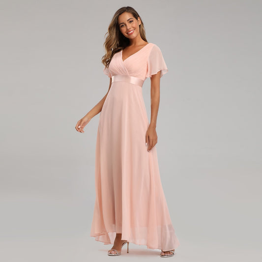 Elegant V-Neck Ruffles Chiffon Evening Gown Wedding Party Cocktail Formal Dress The Clothing Company Sydney