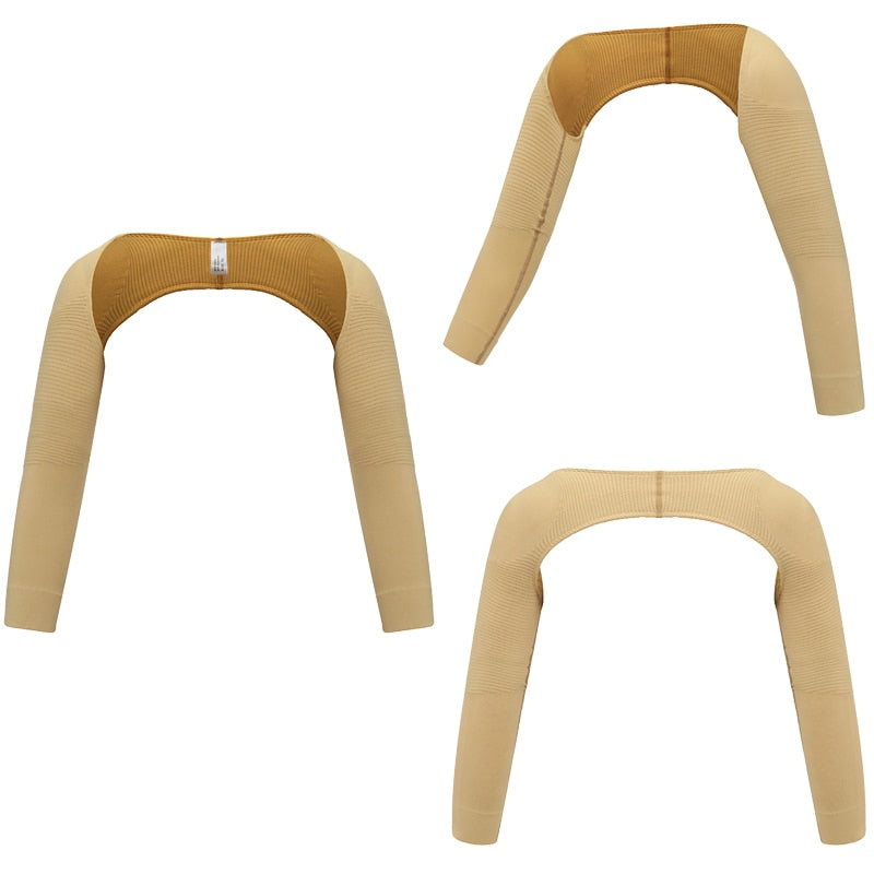 Black arm shaper and back support body shaper from The Clothing Company Sydney, designed for posture correction and slimming.