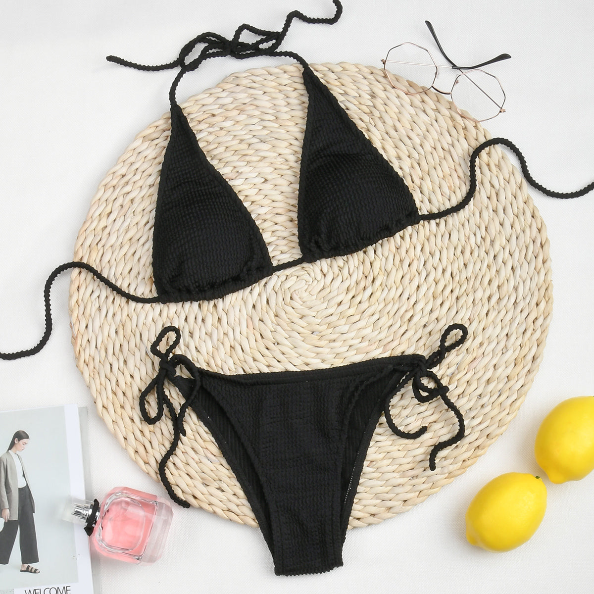 Two Piece Swimsuit Swimwear Solid Bandage Thong Brazilian Bather Micro Bikini Set Beachwear The Clothing Company Sydney