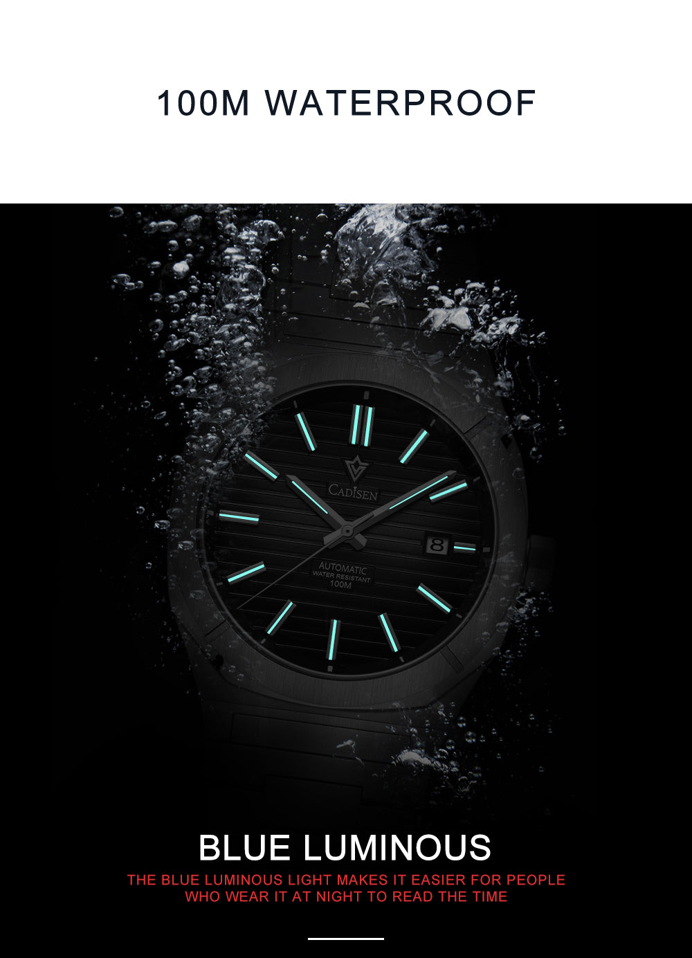 Cadisen diver watch with retro luxury design, sapphire crystal, automatic MIYOTA 8215 movement, men's mechanical wristwatch.