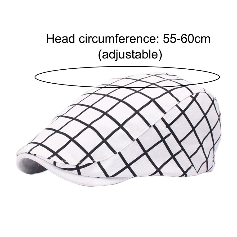 Cotton plaid flat cap for men and women, summer sun hat with adjustable fit, stylish newsboy or ivy cap by The Clothing Company Sydney