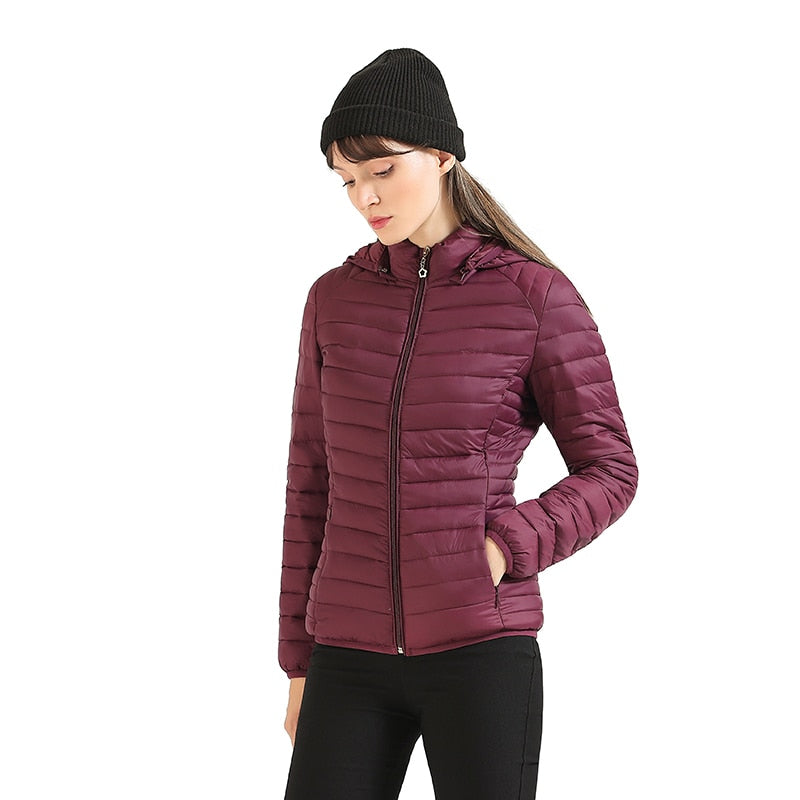 Winter Women Thin Padded Puffer Jacket Coat Short Parka Outdoor Warm Clothing Portable Ultralight Outerwear The Clothing Company Sydney