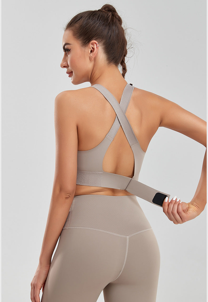 Shockproof Gym Sports Plus Size High-intensity Workout Running Seamless Velcro Shoulder Strap Hem Fitness Bra Top The Clothing Company Sydney