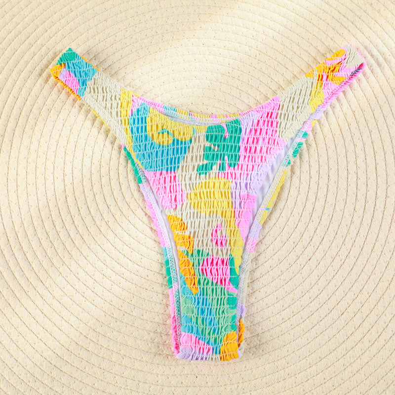 Patchwork Triang Swimsuit Bikini Set Pleasted Swimwear Thong Push Up Beachwear String Bikini Set The Clothing Company Sydney