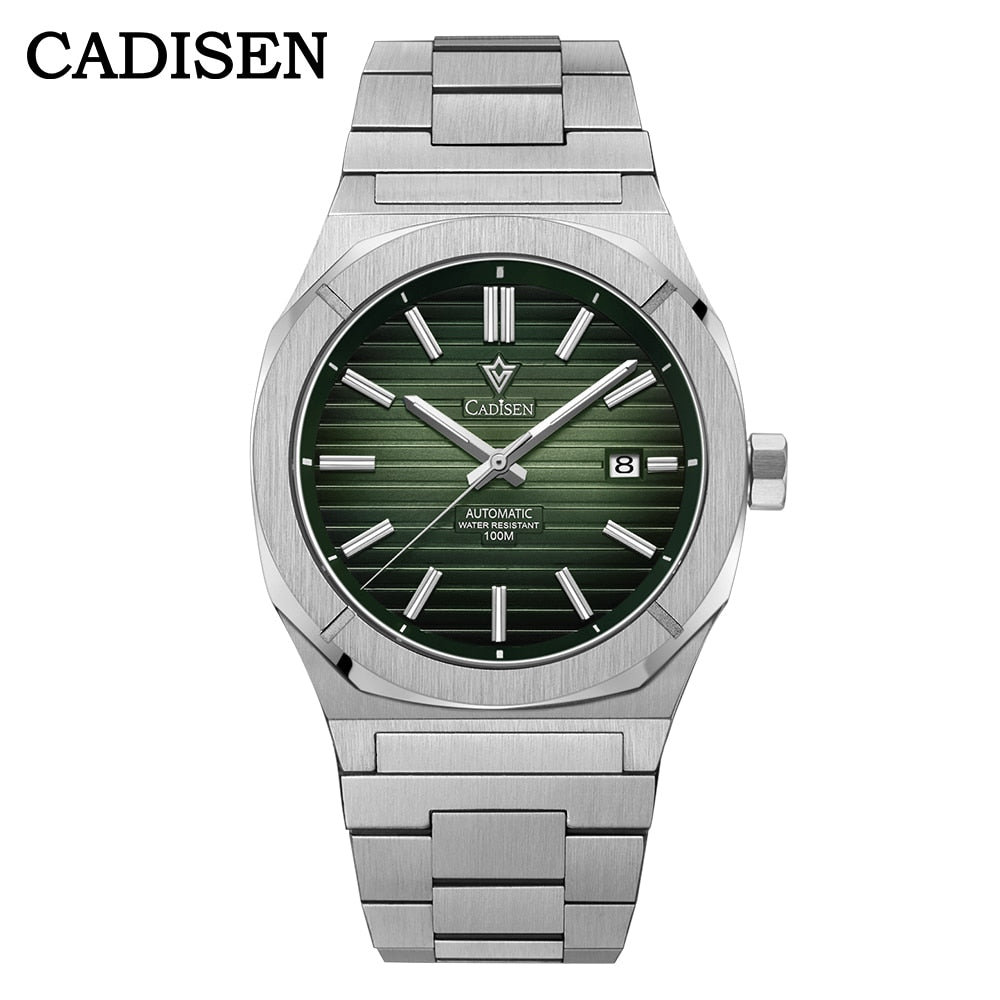 Cadisen men's diver watch with sapphire crystal, automatic MIYOTA 8215 movement, German design, water-resistant up to 10Bar.