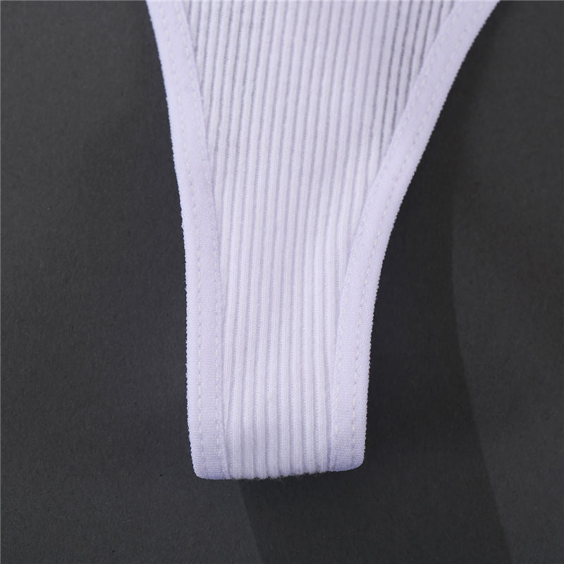 Set of three cotton G-string panties from The Clothing Company Sydney, low waist, T-back, V-waist lingerie undergarments.