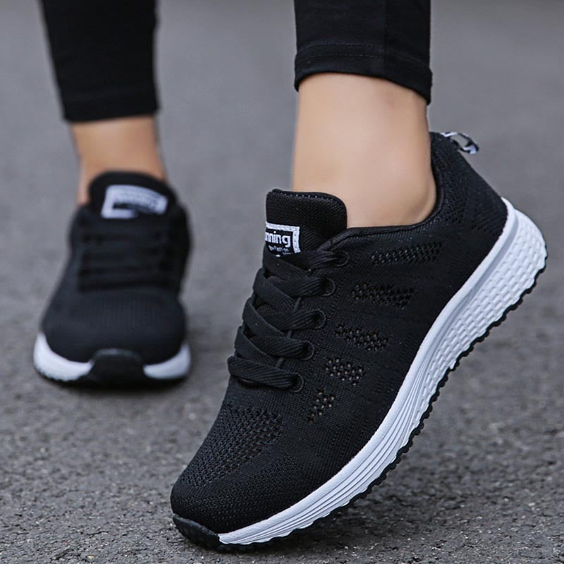 Breathable women's lace-up sneakers with platform sole and vulcanized style, from The Clothing Company Sydney.