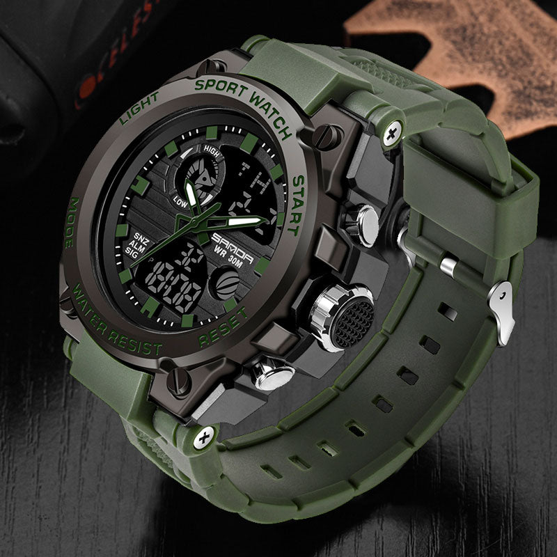 Military Army Sport Style Wristwatch by Clothing Company Sydney with dual display for men's wristwatch fashion.