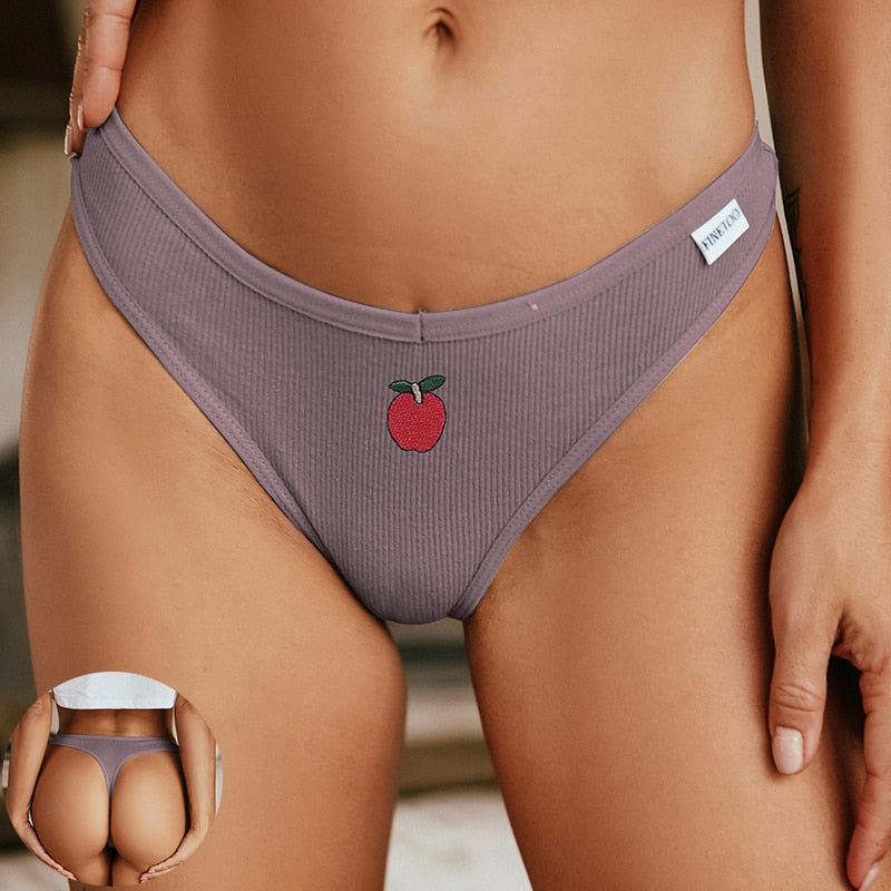 Floral lace cotton G-string panties from The Clothing Company Sydney, featuring hollow-out design and soft, comfortable fit.