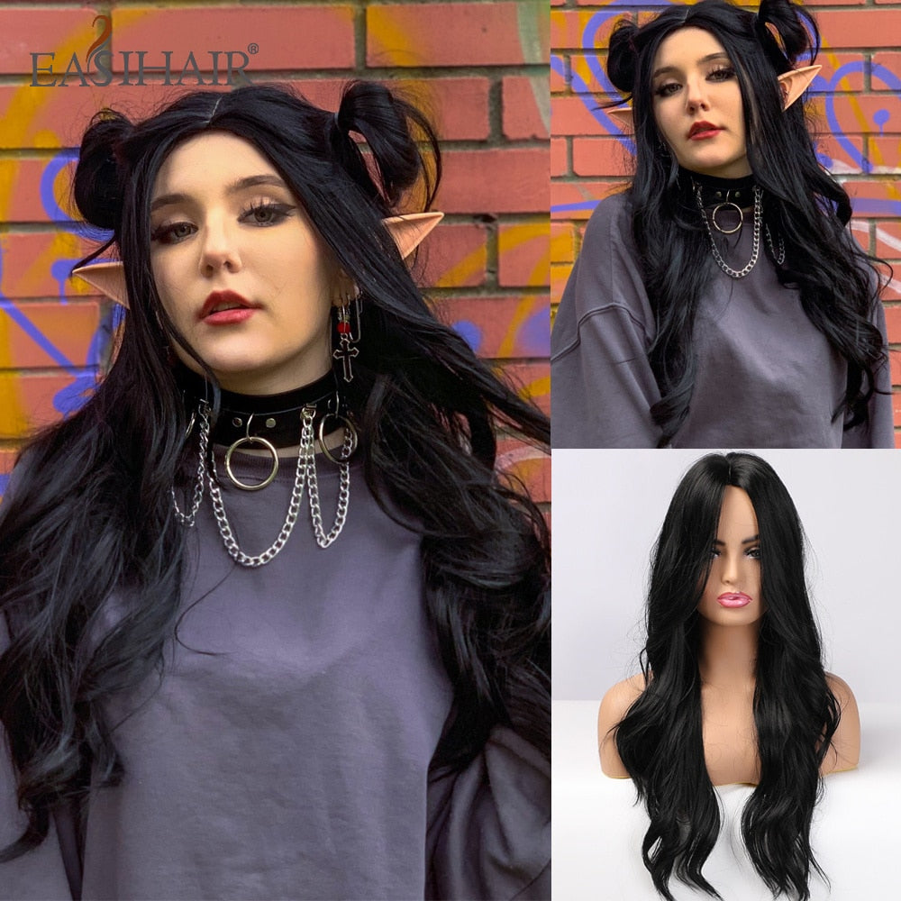 Ombre Brown Light Blonde Platinum Long Wavy Middle Part Hair Wig Cosplay Natural Heat Resistant Synthetic Wig for Women The Clothing Company Sydney